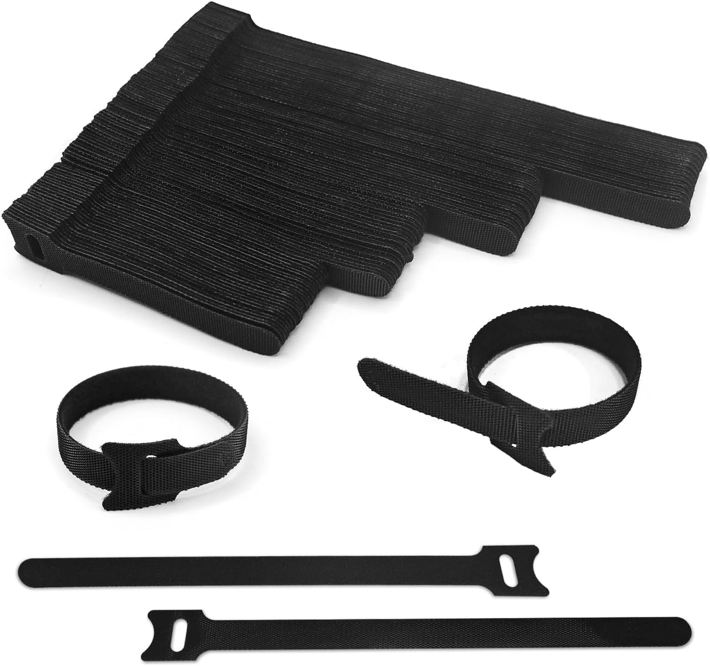 40pcs Reusable Cable Ties - 4 Sizes (6/8/10/12 Inch) - Hook and Loop Cinch Straps for Wire Management - Heavy Duty Cord Organizer & Wire Ties for Electronics, PC, Home & Office