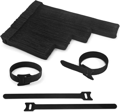 40pcs Reusable Cable Ties - 4 Sizes (6/8/10/12 Inch) - Hook and Loop Cinch Straps for Wire Management - Heavy Duty Cord Organizer & Wire Ties for Electronics, PC, Home & Office