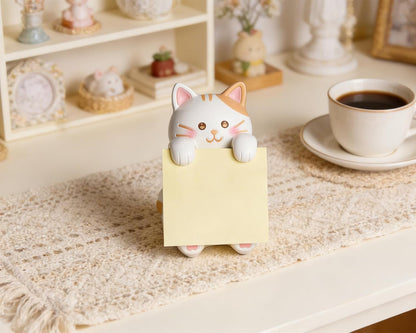 Highland Cow Pop-up Sticky Note Dispenser, Includes 1 Pad of 3x3 in Super Sticky Notes, 100 Sheets, Resin Cute Handmade Desk Holder for Office & Home-Beige