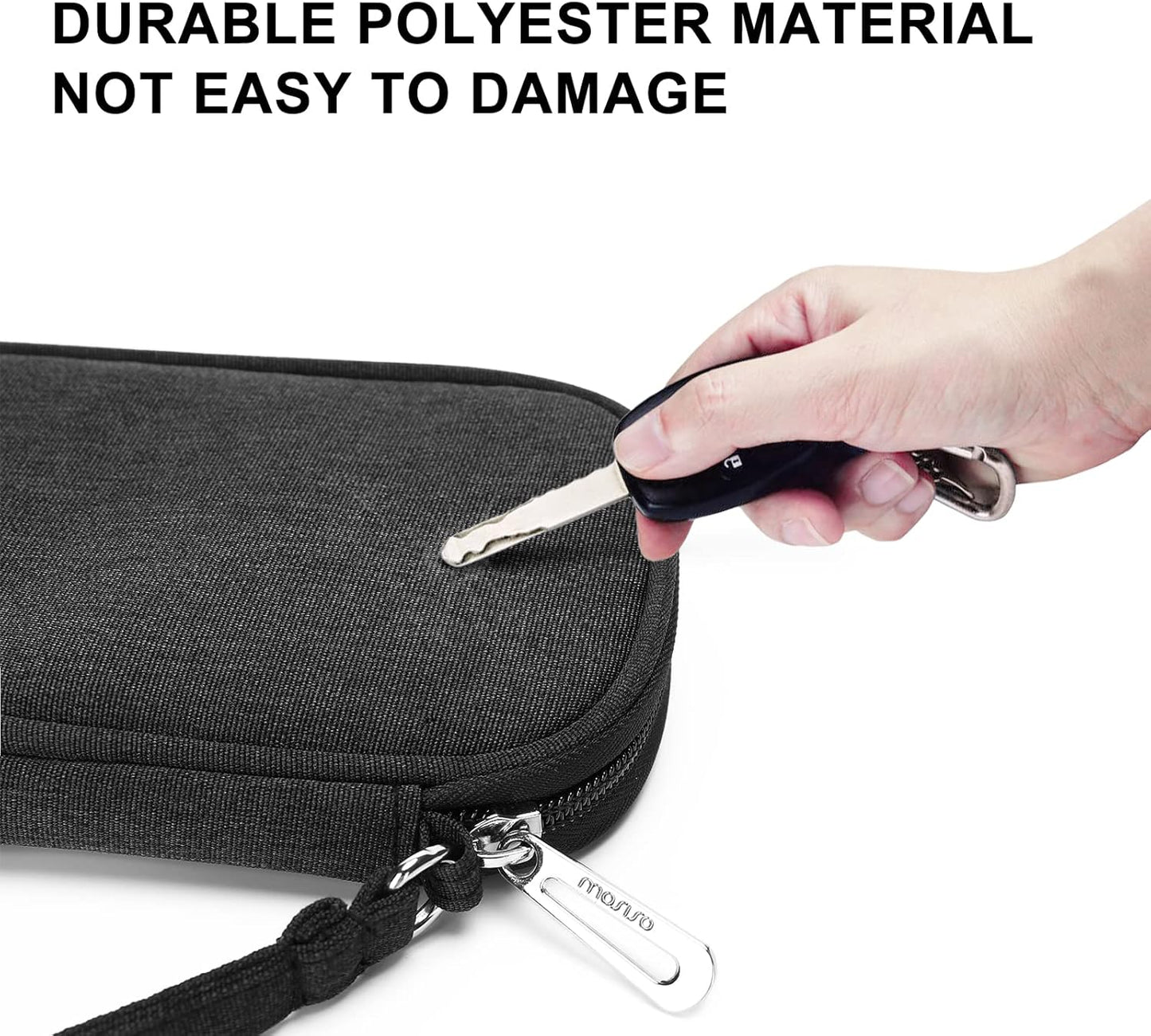 MOSISO Electronic Organizer Cable Case, Portable External Carrying Case Storage Bag with Handle Compatible with MacBook Power Adapter, Wireless Mouse, Cables, Earphones, USB Flash Disk SD Card, Black