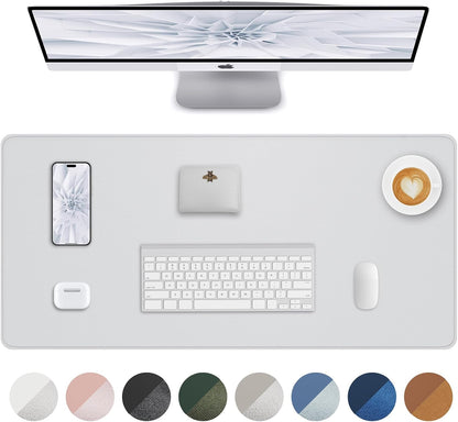 AFIING Desk Pad Protector 23.6" x 13.7" - Non-Slip Waterproof PU Leather Desk Mat for Mouse, Keyboard, Laptop, Office and Home Workspace (Beige)