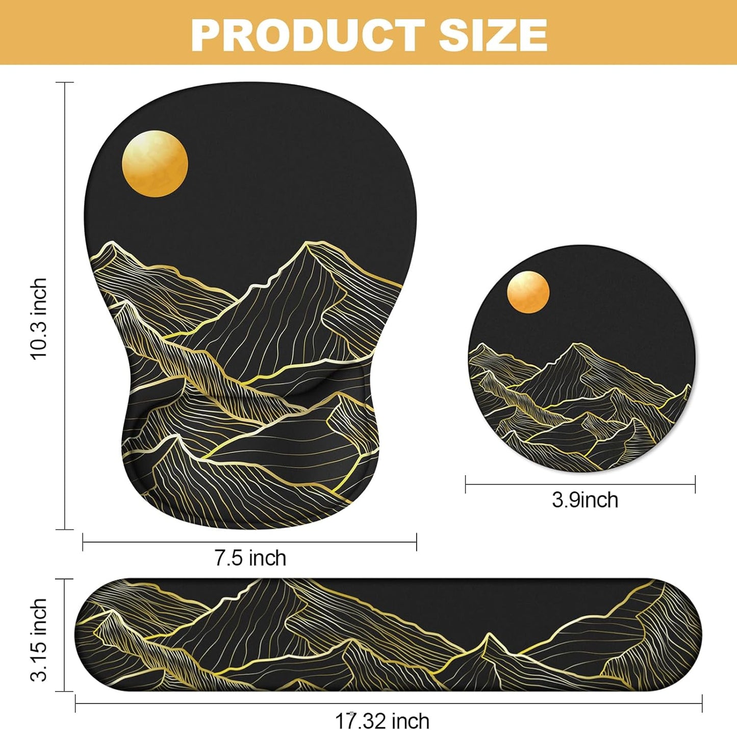 Ergonomic Mouse Pad with Wrist Rest and Keyboard Wrist Rest, Gel Mousepad and Wrist Rest for Computer Keyboard, Pain Relief, Non-Slip PU Base, Mouse Pad with Wrist Support for Gaming, Office, Brown