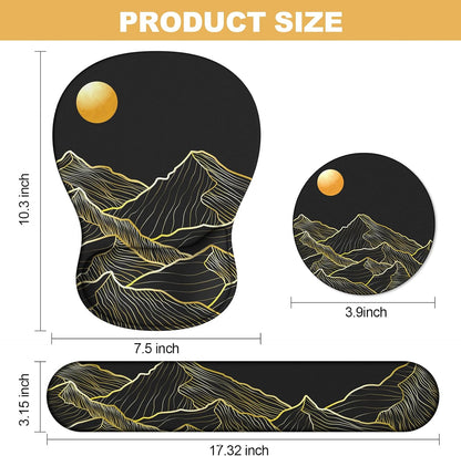 Ergonomic Mouse Pad with Wrist Rest and Keyboard Wrist Rest, Gel Mousepad and Wrist Rest for Computer Keyboard, Pain Relief, Non-Slip PU Base, Mouse Pad with Wrist Support for Gaming, Office, Brown