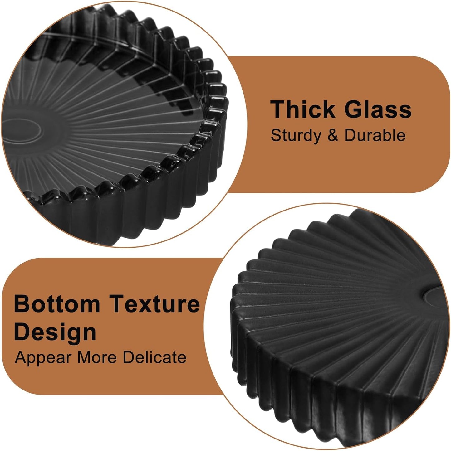 Modern Clear Coasters Set of 5- Glass Cute Coasters for Drinks Crystal Coaster Round Chic Cup Mat Cute Coffee Table Coaster for Kitchen, Bar, Dining Room, Living Room, Patio(Amber)