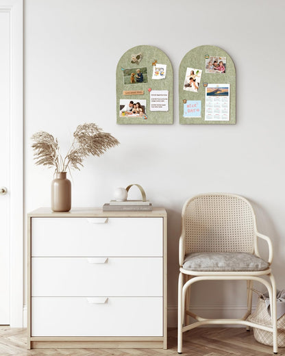 Arched Felt Bulletin Board, Cork Board Alternative for Wall, 10.6in x 14.6in Self-Adhesive Pin Board, 0.35" Thick 2 Pack for Home Office Decor (Camel-2727-2p)