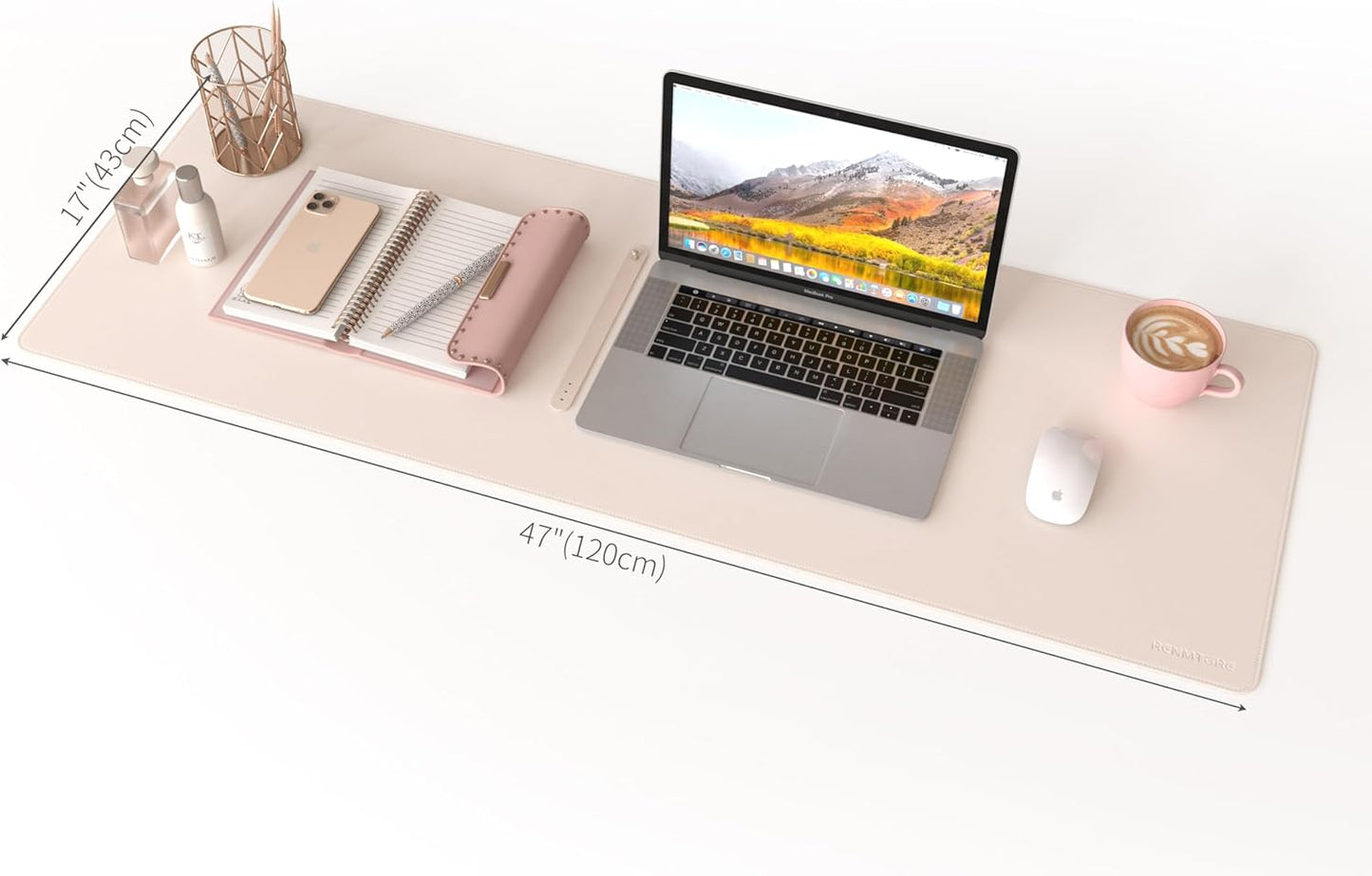 RENMTURE Dual-Sided Mouse Pad, Natural Cork & PU Leather Large Desk Pad for Office and Home Work, Desk Protector Non-Slip, Waterproof, Easy Clean (Olive Green, 32"x16")