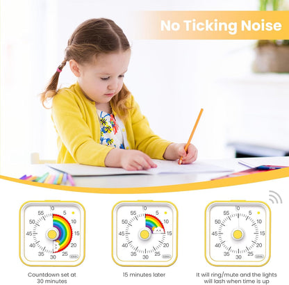 Visual Timer for Kids with Pause Function, 60 Minute Countdown Timer for Kids Desk Study, Teaching, Kitchen Cooking, Office Meetings, Time Management for ADHD (White)