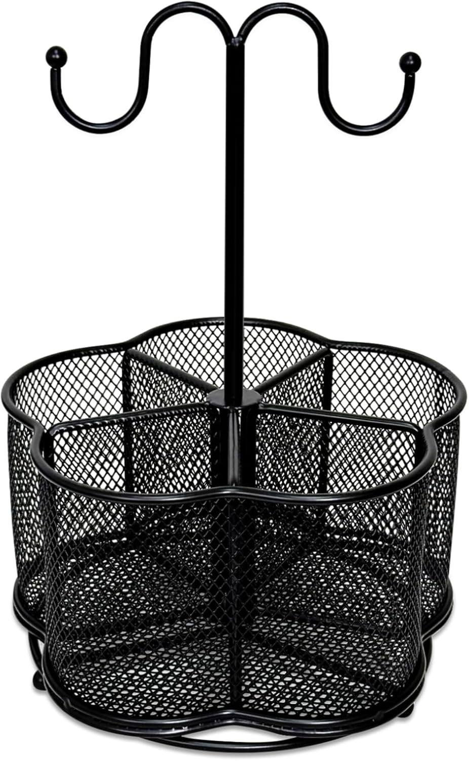 360 Degree Rotate Pen Holder for Desk Mesh Desk Pen Organizer Pencil Holder Large Capacity Accessories & Workspace Organizers for School,Home (Black, No hook)