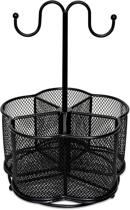 360 Degree Rotate Pen Holder for Desk Mesh Desk Pen Organizer Pencil Holder Large Capacity Accessories & Workspace Organizers for School,Home (Black, No hook)