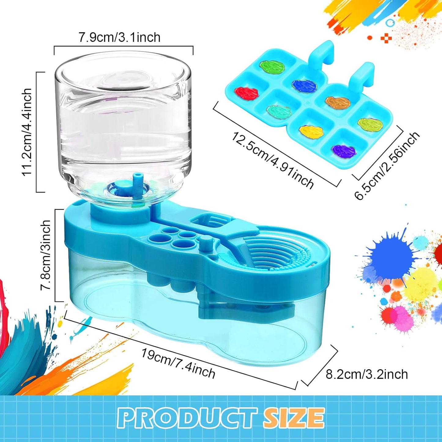 Paint Brush Cleaner, Upgraded Water Cycle Watercolor Rinser Dispenser with Holder and Palette, Washing My Brushes, Cleaning System for Acrylic,Watercolor,Painting Art Supplies for Adults Students
