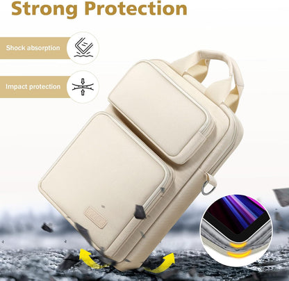 MoKo 10-13 inch Tablet Sleeve Bag for iPad Pro/Air M4 13inch, Pro 12.9/11", 10.9" iPad 10th/Air 5/4th, Galaxy Tab S8+/S9+ 12.4, Carrying Case with Multi-Pockets & Removable Shoulder Strap, Light khaki