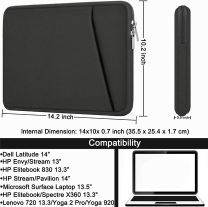 Laptop Sleeve, Durable Briefcase Shockproof Protective Case, Handbags Portable Laptop Bag for 15.6 inch HP Dell Asus Lenovo Notebook Computer with Front Pocket, Black