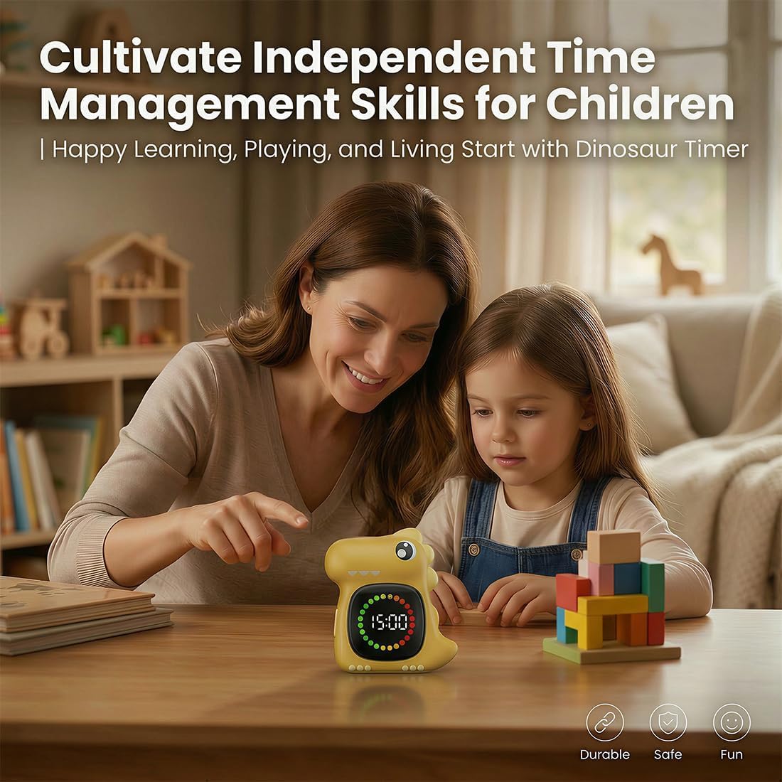 Visual Timer for Kids Light Blue Dinasuor Kids Timer Visual Led Rechargeable Toddler Timer Visual Countdown for Classroom Home Studing Playing