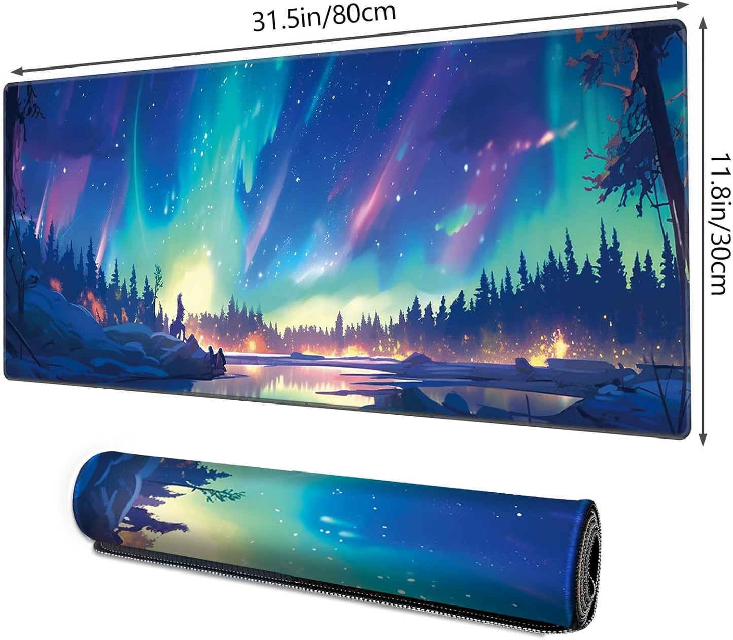 Galdas Mouse Pad For Gaming,Forest Background Pattern XXL XL Large Mouse Mat Long Extended MousePad Desk Mat Non-Slip Rubber Mice Pads Stitched Edges Thin (31.5 x 11.8 x 0.12 Inches) Tree