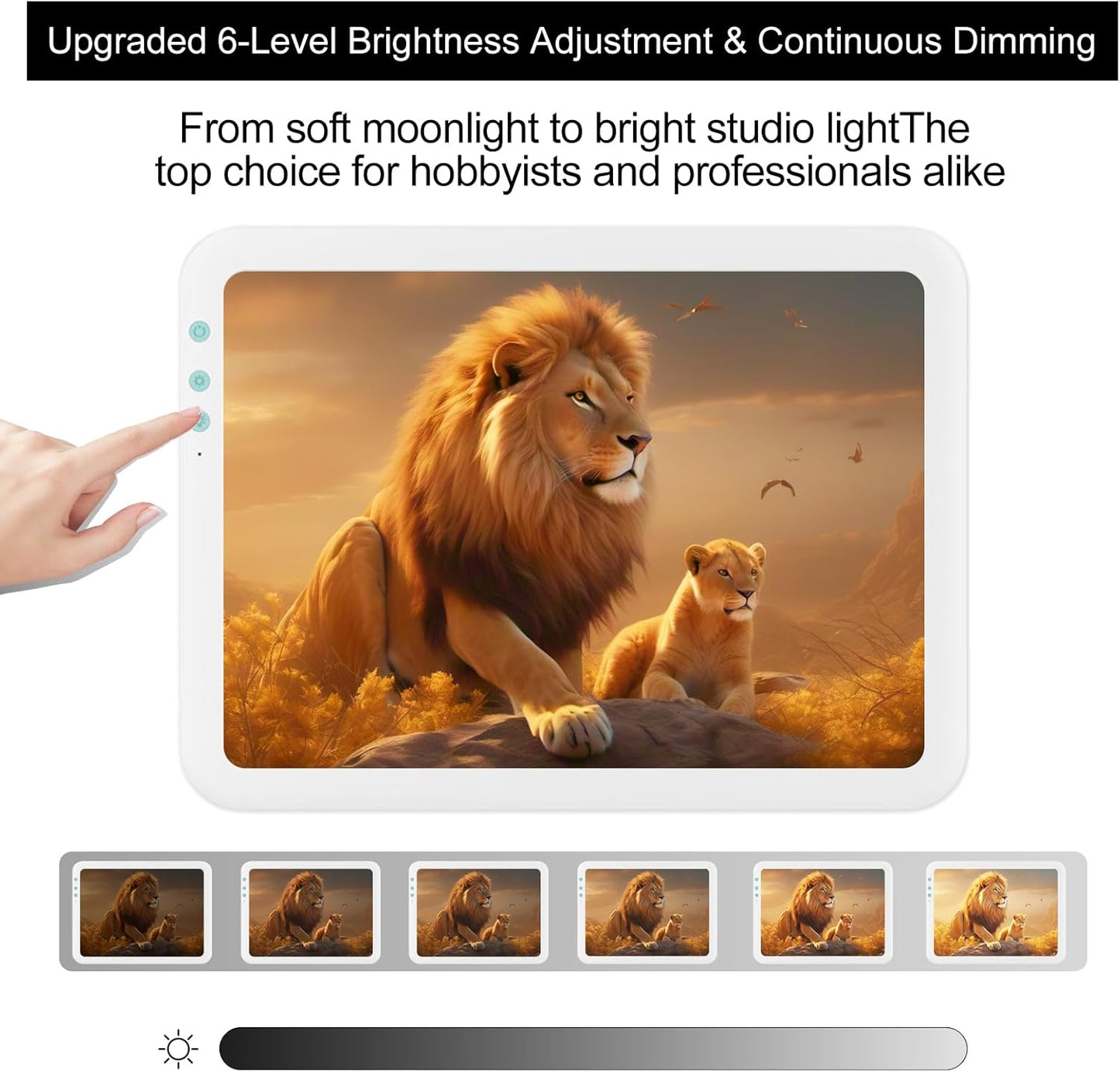 Fiqiuuiid A4 Rechargeable LED Light Pad, Tracing Light Box with 6-Level Dimmable & Light Guide artboard, Diamond Painting Light Board with Stand and Top Clip, Cordless Lightbox with Carrying Case