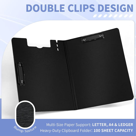 Clipboard Folder, with Dual Metal Clips, Embossed-Texture, Folding 360° Rotating, Nursing Clipboard for Letter and A4, Pen Holder (Green, 1)