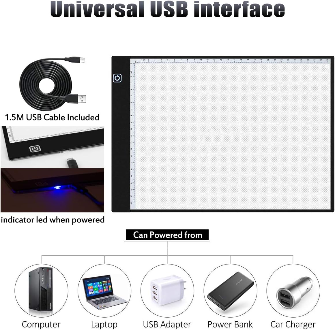 SevenFish Diamond Painting Tools A4 LED Light Pad, Stand, Handbag, USB Powered Ultra-Thin Adjustable Brightness Light Board Light Box for Drawing, Tracing, Sketching, 5D Diamond Art Painting
