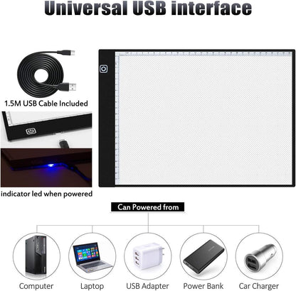 SevenFish Diamond Painting Tools A4 LED Light Pad, Stand, Handbag, USB Powered Ultra-Thin Adjustable Brightness Light Board Light Box for Drawing, Tracing, Sketching, 5D Diamond Art Painting