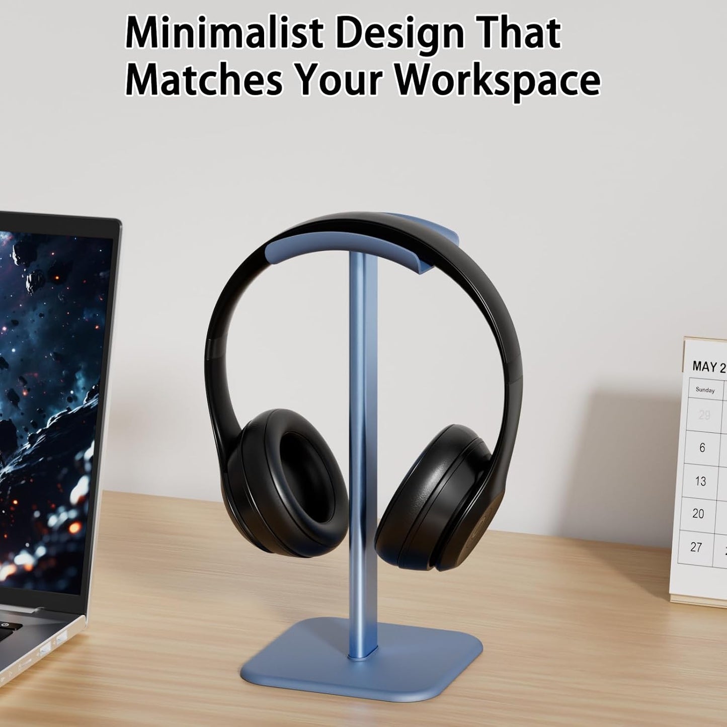 Headphone Stand for Desk - Headset Stand with Aluminum Hanger and Plastic Headrest, Headphone Holder for AirPods Max, Sony, Bose, Beats and More (Black)