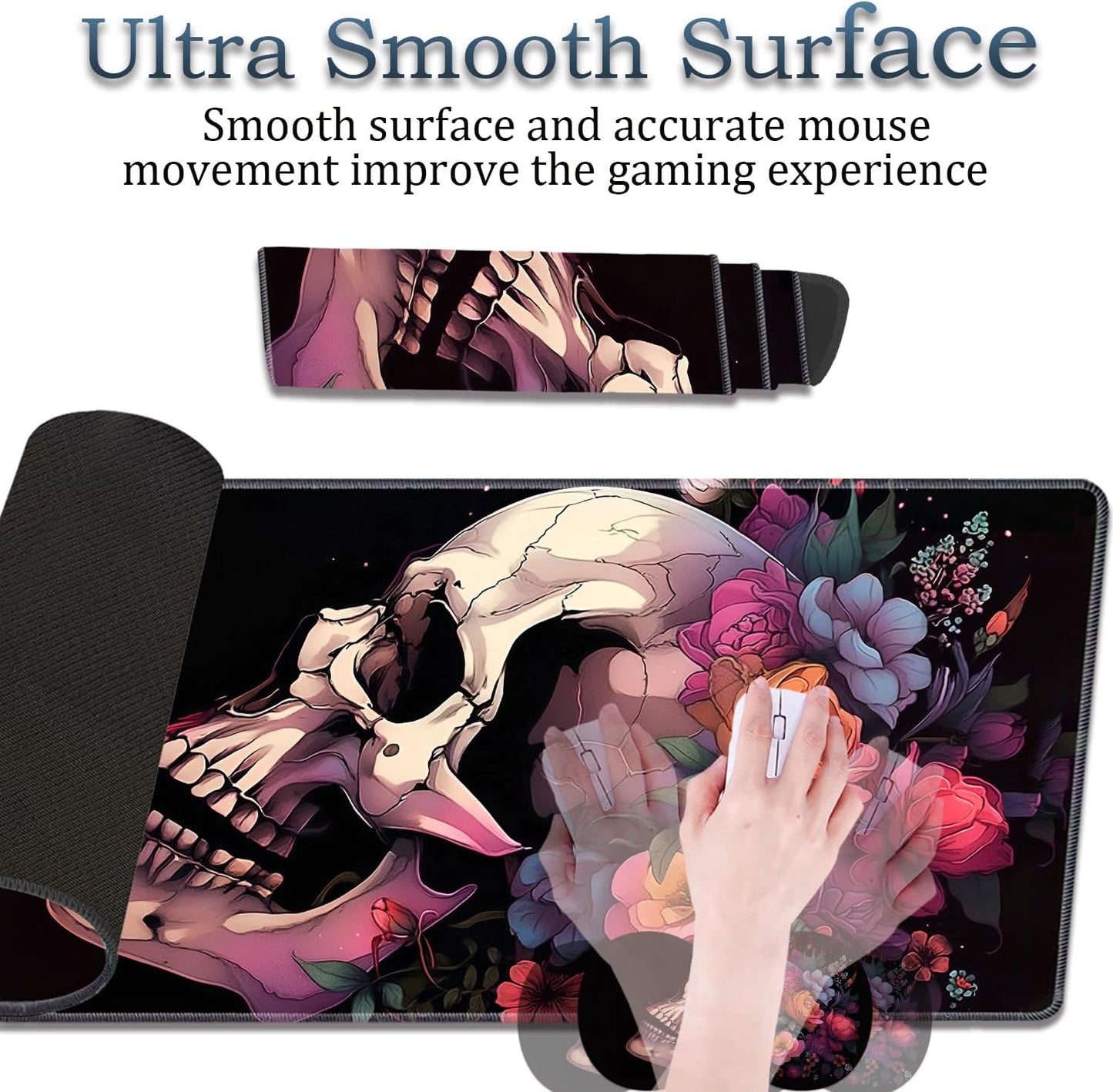 Mouse Wrist Rest and Keyboard Wrist Rest Pad Set, Non-Slip Rubber Base Smooth Surface Ergonomic Gaming Mouse Pad for Easy Typing and Pain Relief, Antique Blue Wood Grain Dog Paw + Coaster