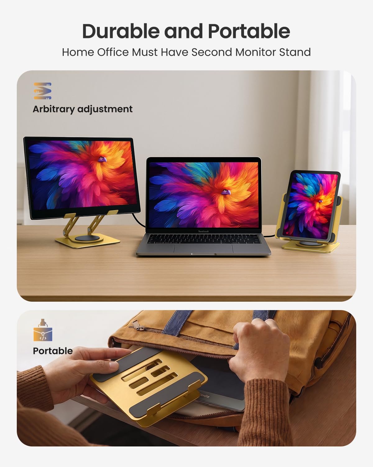 LOXP Adjustable Tablet Stand, 360 Rotating iPad Stand with Heavy-Duty Base, Tablet Holder Compatible with 4.7-16.9" Device, iPad Pro Air Mini, Kindle, Surface Tablet, Portable Monitors - Black