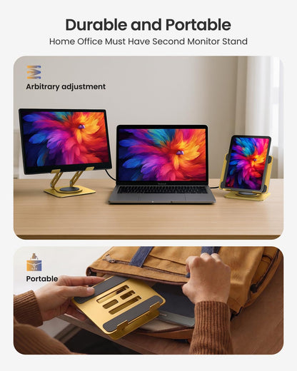 LOXP Adjustable Tablet Stand, 360 Rotating iPad Stand with Heavy-Duty Base, Tablet Holder Compatible with 4.7-16.9" Device, iPad Pro Air Mini, Kindle, Surface Tablet, Portable Monitors - Black