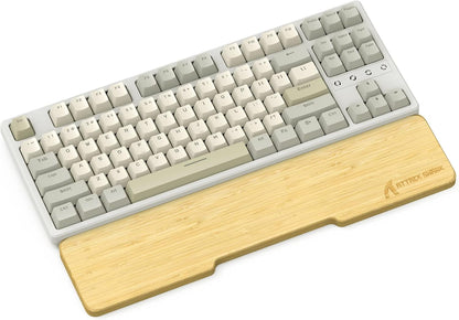ATTACK SHARK Bamboo Wrist Rest for Computer Keyboard，Ergonomic Hard Palm Rest for Comfortable Typing Pain Relief，Anti-Slip Wrist Support for Office, Gaming, Laptop (98 Key)