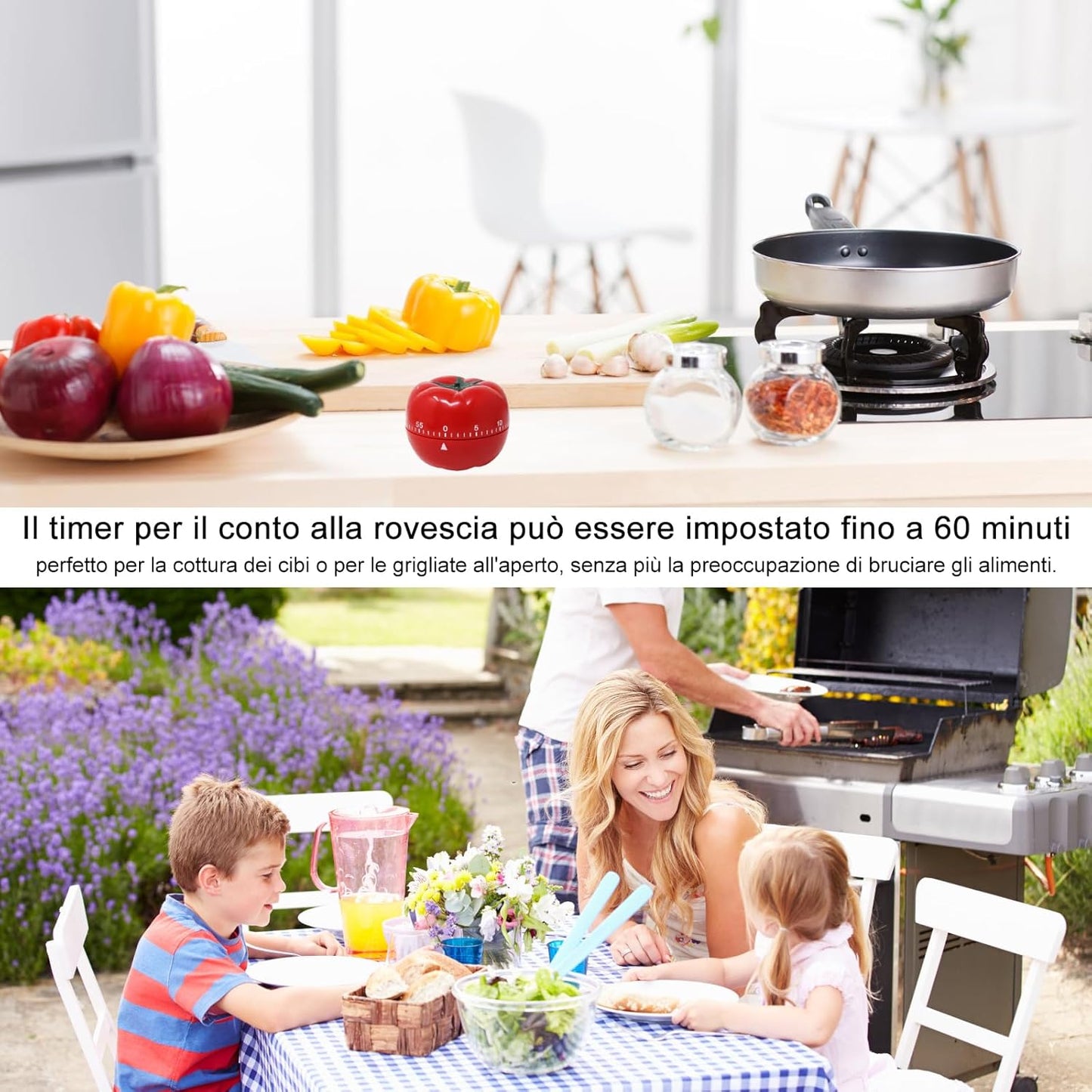 yueton Manual Mechanical Tomato Timer -Ring Alarm Kitchen Timer for Cooking Study Gym Countdown Clock Red