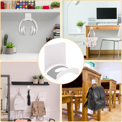 1Pcs White ABS Plastic Headphone Stand Hanger, Hanging Headset Holder Hook Under Desk, Adhesive Earphones Hangers for Desk Headphone Hanger, Most Headphones and Controller