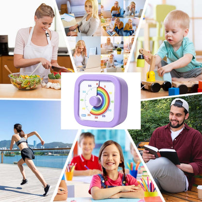 Kids Visual Timer Cute Rainbow - 60 Minute Countdown Timer Time Management for Kids and Adults, Timer for Cooking Classroom Meeting (Purple)