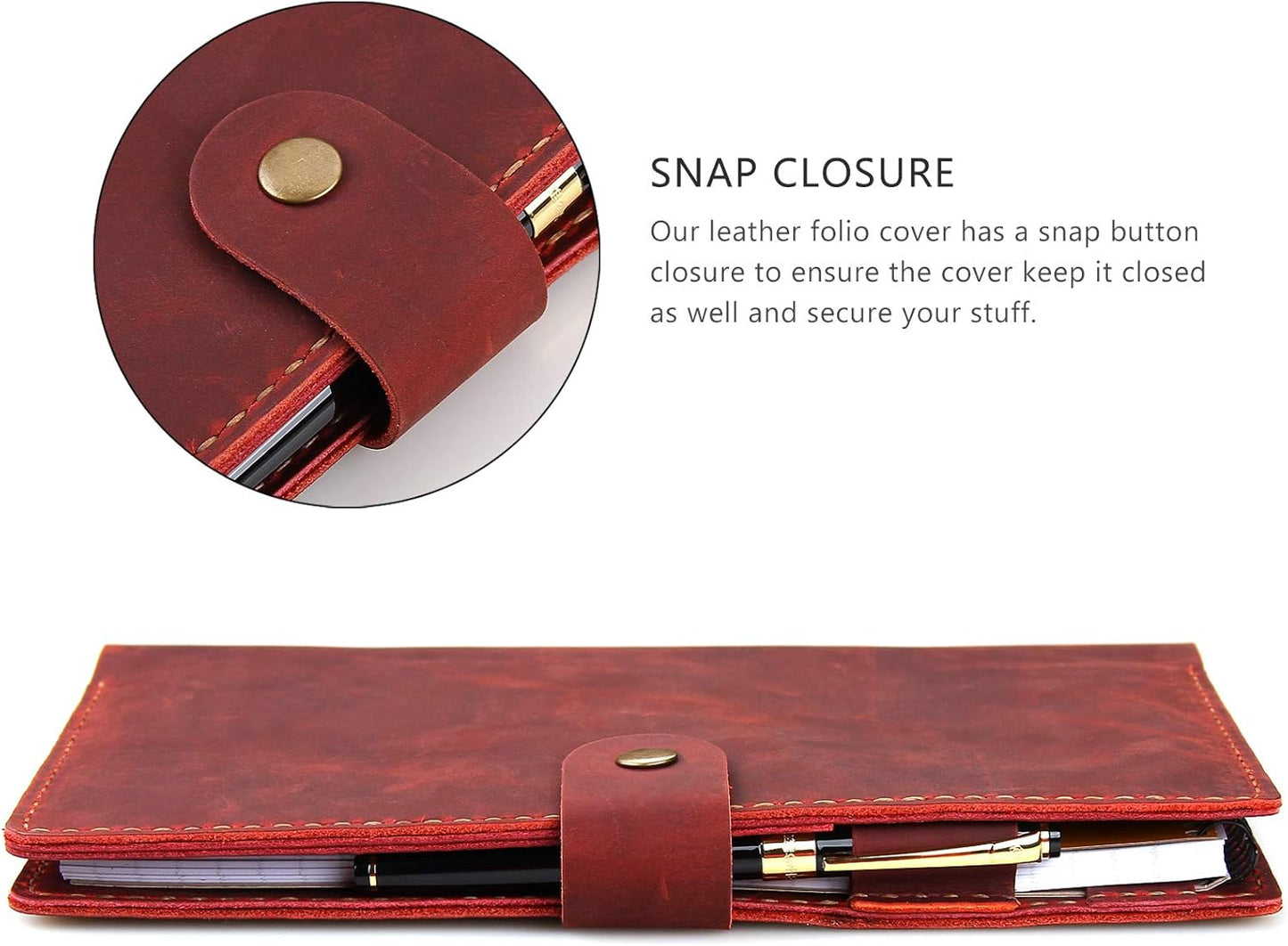Robrasim Leather Cover for 6"x9" Steno Notebook, Leather Folio Cover Compatible with 6x9 Spiral Steno Pads, A5 Notebook Organizer with Pen Loop - Brown