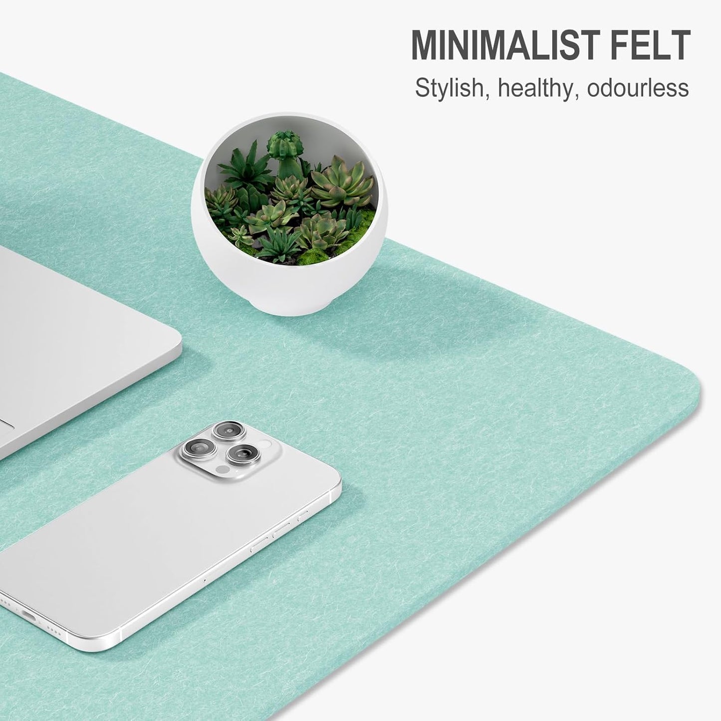 Auhoahsil Felt Desk Mat, Minimalist Large Mouse Pad XXL 35.5 x 15.7 in, Desk Matt for Desktop, Keyboard, Laptop, Computer, Office, Work from Home, Gaming, White