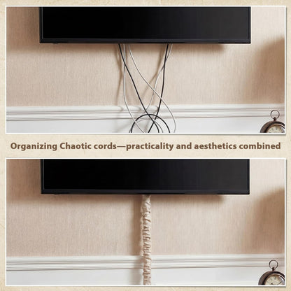 Tegeme 6 Pack Fabric Cord Cover for Electric Wire Chandelier Chain Cover Swing Chain Linen Shade with Hidden Hook Loop Closure Natural Sleeves for Chandelier Wires Cable Lamp Swing 2×5.3ft, 4×2.6ft