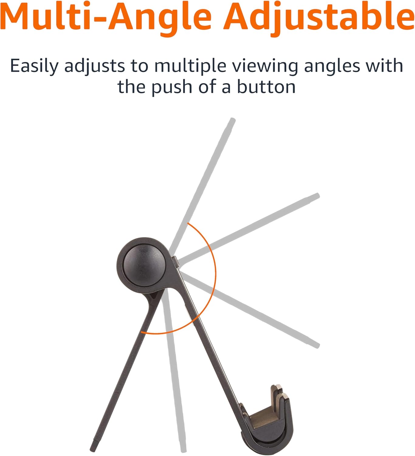 Amazon Basics Multi-Angle Portable Foldable Stand for Tablets, E-Readers and Phones, Non-Slip Desktop Holder for iPads, iPhones, Kindles, Hands-Free Viewing - Silver