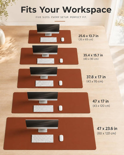 Aothia Dual-Sided Desk Pad - 25.6x13.7 inches Leather Desk Mat, Natural Cork Desk Pad Protector, Large Mouse Pad for Desk, Waterproof Desk Blotter Pad, Desk Writing Pad for Office Work/Home, Black