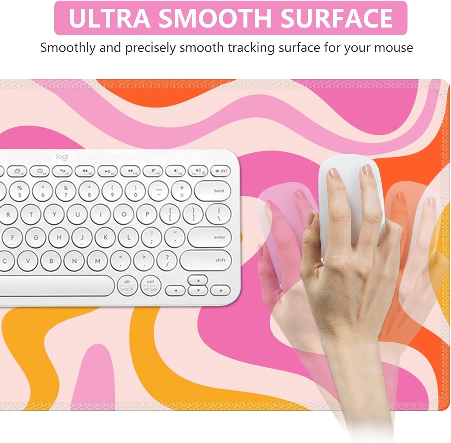 iCasso Desk Cover Mat, Office Mouse Pad, Desk Protector Mat, Extra Large Matt for Desktop,Anti-Slip XXL Big Mousepad with Stitched Edges for Computer Keyboard Retro Black - Colors A