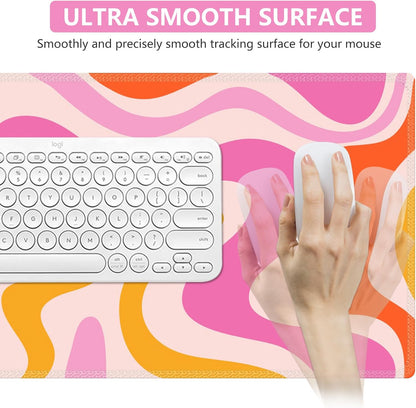 iCasso Desk Cover Mat, Office Mouse Pad, Desk Protector Mat, Extra Large Matt for Desktop,Anti-Slip XXL Big Mousepad with Stitched Edges for Computer Keyboard Retro Black - Colors A