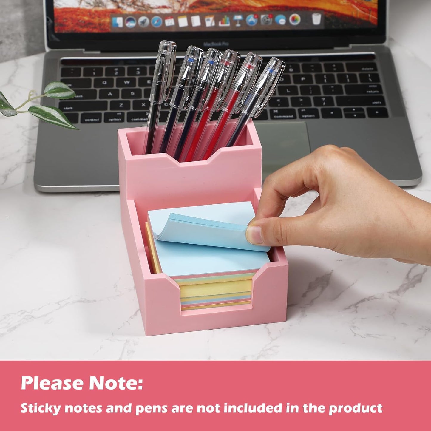 Kamehame Black Sticky Note Holder, Silicone Memo Holder with Pen or Card Slots, Sticky Note Dispenser, Fits 3x3 Inches Sticky Notes