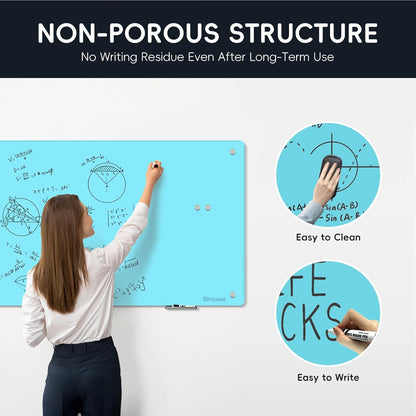 Magnetic Glass Whiteboard - Glass Dry Erase Board 48"x36" Large Frameless Board for Walls Office School and Home