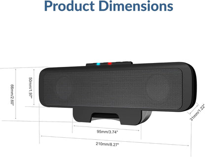 Cyber Acoustics USB Speaker Bar with LED Lights (CA-2890GX) – USB Powered Speaker Bar for PC and Mac, Dynamic LED Lights Sync to Music, Clamps to Monitors up to 1.5 Inches, Great for Music and Gaming