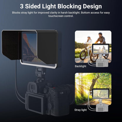 NEEWER Monitor Sunshade Hood Only for NEEWER F700U Camera Field Monitor, Three Sided Sun Hood & Formfitting Frame to Reduce Glare, Easy Button Access, Loop & Hook Quick Attachment, MA009