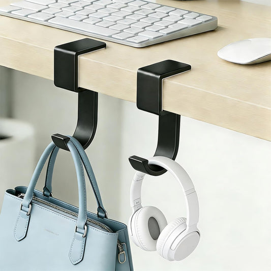 Durable Alloy Purse Holder for Table: 2-Pack Purse Hook for Desk with Non-Slip Pad - Portable Handbag Hanger for Restaurants, Office Desks, Bars & Cafes Hanging Umbrellas Keys Cups Headphone