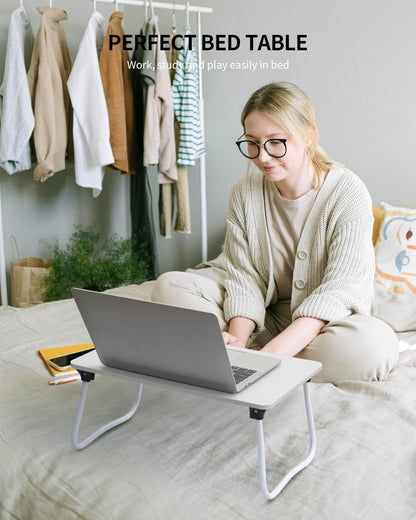 Ruxury Foldable Lap Desk Laptop Stand Bed Desk Table Tray, Breakfast Serving Tray, Portable & Lightweight Mini Table, Lap Tablet Desk for Sofa Couch Floor - Pink