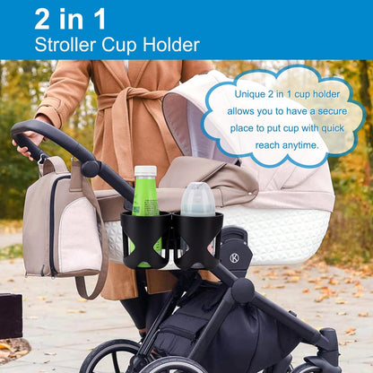 Accmor Stroller Cup Holder, Universal Cup Holder for Stroller Walker Bike, 360° Rotatable Large Caliber Designed Bottle Holder for Stroller, Bike, Wheelchair, Scooter