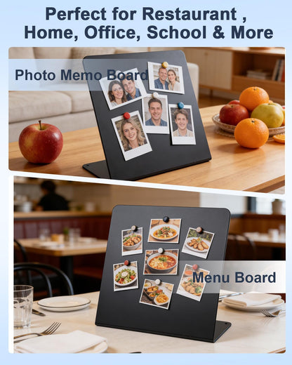 UCEC Metal Magnet Board, Magnetic Bulletin Board, Magnetic Display Board with Stand, Double-Sided V-Shaped Memo Board Easel for Magnet, 11.8"x10" Black Desktop Tabletop Display for Home Office Kitchen