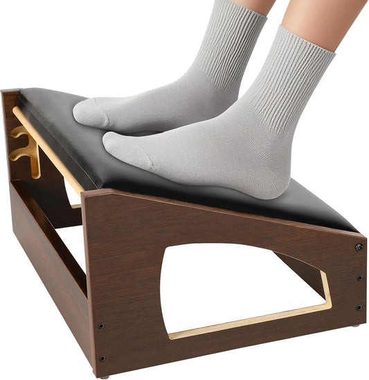 Ergonomic Foot Rest, 4 Adjustable Height Foot Stool,Footrest Under Desk， Soft Cushions,Foot Rest Office,Improving Posture, Promoting Blood Circulation（Natural）