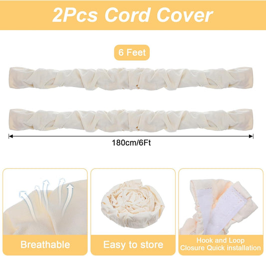 2 Pcs Fabric Cord Cover, 6 Feet Chandelier Chain Cover for Lighting Wires and Lamps, Easy Install Cable Management Solution, Beige