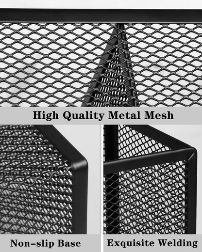 QYH Mesh Pen Cup Metal Pencil Holder for Desk 6 Packs Black Pen Organizer Office 3.54x3.93 Inch