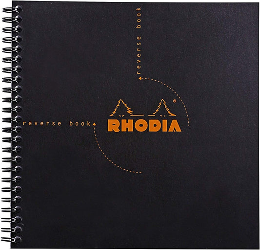 Rhodia Reverse Book & Dot Book - Dot Grid 80 sheets - 8 1/4 x 8 1/4 - Black Cover