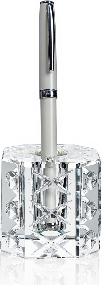 QFkris 2-Pack Crystal Single Pen Holder for Desk, 1.8" Fancy Fountain Pen Stand, Glass Feather Pencil Holder for Office Desktop Decoration, Gift for Man Woman Students Teachers Father Boyfriend